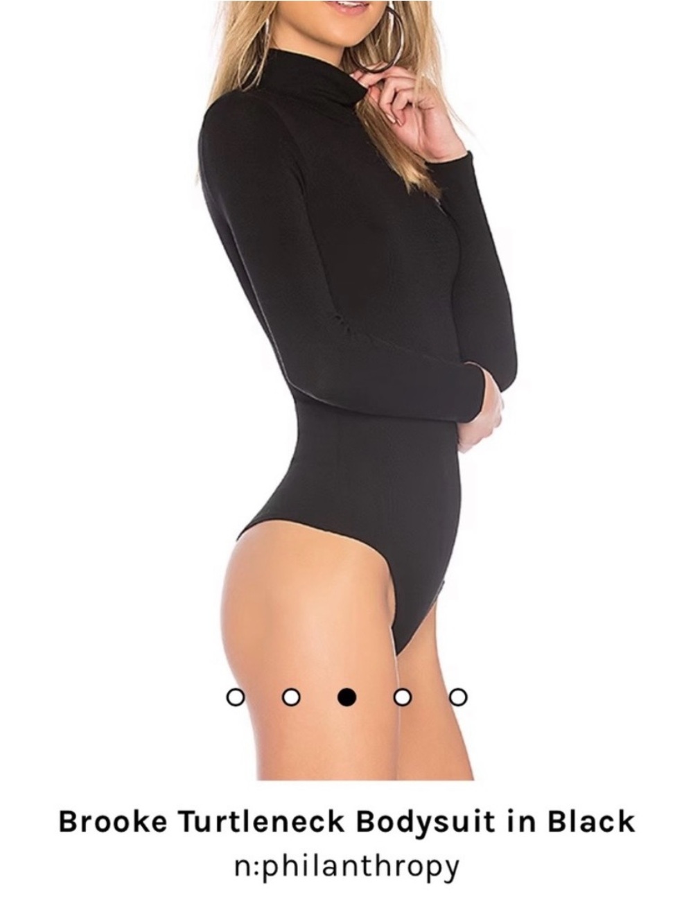 n:philanthropy Brooke black Turtleneck Bodysuit, size XS long sleeve ribbed